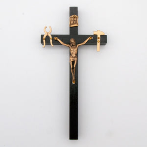 8" Black Wooden La Salette Wall Crucifix