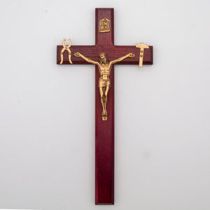10" Cherry Wooden La Salette Wall Crucifix