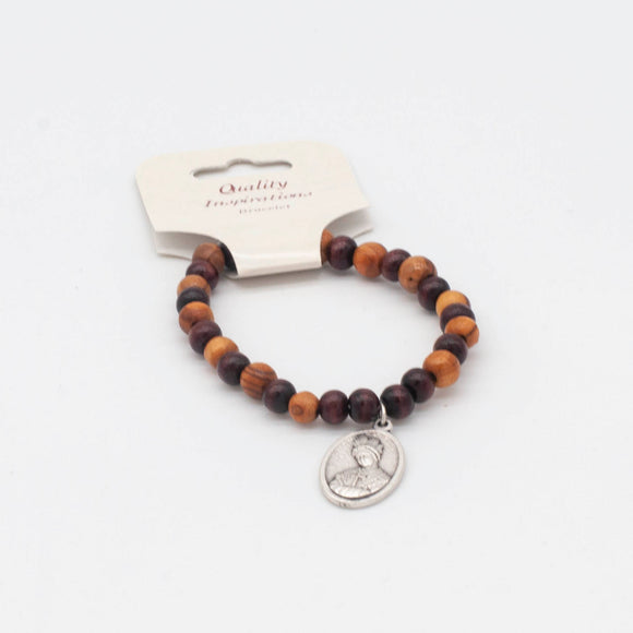 BRACELET - 'THY KINGDOM' JAPANESE WOOD BEADS ROSARY (ST BEN MEDAL+CROS –  Halo and Wings