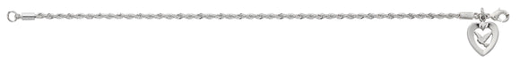 7.5 in Silver Plated Rope Bracelet, Boxed