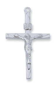 Sterling Silver Crucifix with 24 in. Rhodium Plated Brass Chain and Deluxe Gift Box
