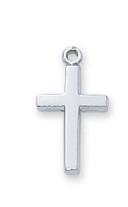 Sterling Silver Cross with 16 in. Rhodium Plated Brass Chain and Deluxe Gift Box