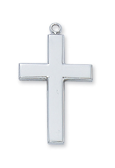 Sterling Silver Cross with 24 in. Rhodium Plated Brass Chain and Deluxe Gift Box