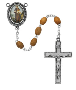 Olive Wood St Francis Rosary Boxed