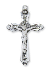 Sterling Silver Crucifix with 24 in. Rhodium Plated Brass Chain and Deluxe Gift Box