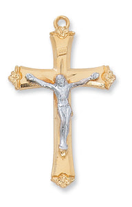 Gold Over Sterling Silver Crucifix with 18 in. Gold Plated Brass Chain and Deluxe Gift Box