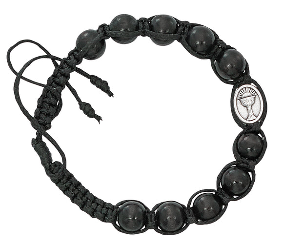 Black Wood Corded Communion Bracelet Carded