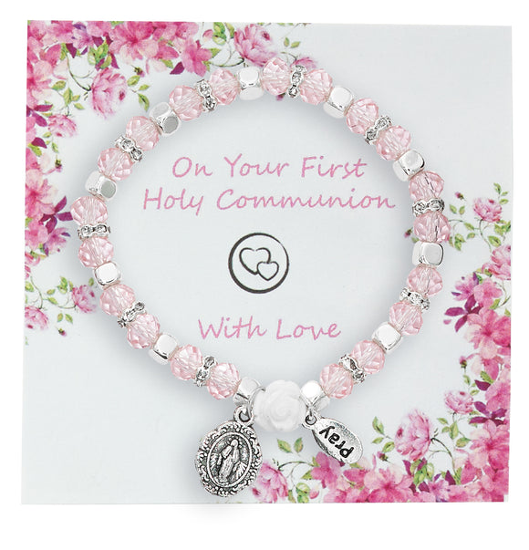 Pink Stretch Bracelet in communion box