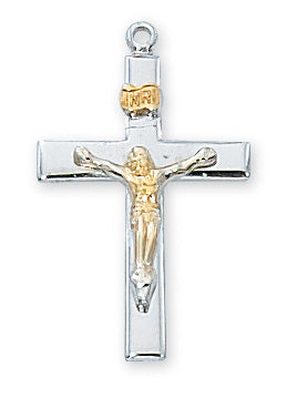 Sterling Silver Crucifix with 18 in. Rhodium Plated Brass Chain and Deluxe Gift Box