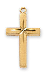 Gold Over Sterling Silver Cross with 18 in. Gold Plated Brass Chain and Deluxe Gift Box
